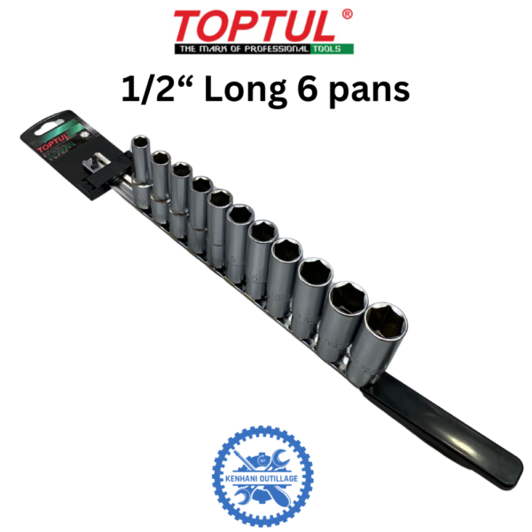 JEUX DE DOUILLE 1/2" LONGUE 6P TOPTUL