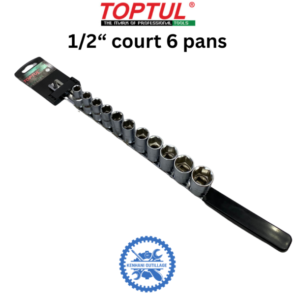 JEUX DE DOUILLE COURTE 1/2" TOPTUL 11PCS 6P