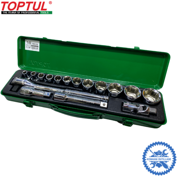 CAISSE DOUILLES 1/2" TOPTUL 16PCS
