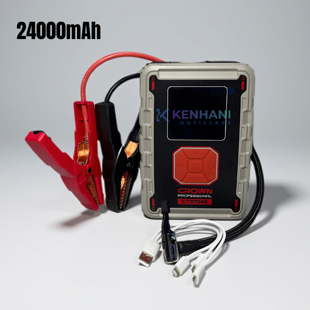 Booster batterie 24000mAh Power Bank + Compresseur