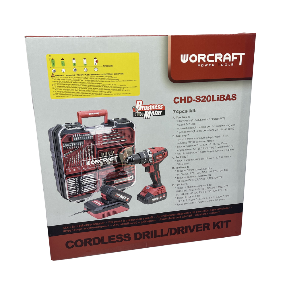 VISSEUSE PERCEUSE BRUSHLESS +74PCS WORCRAFT – Image 4