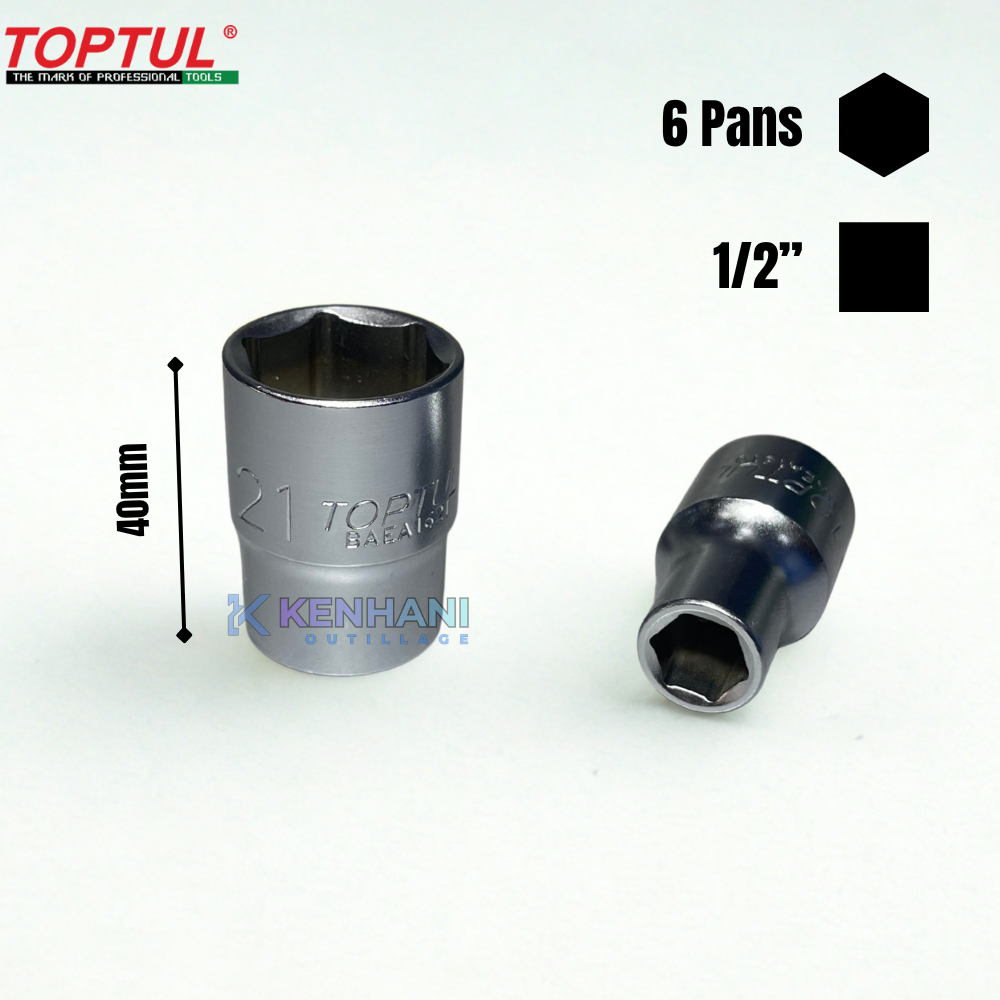 DOUILLE 1/2" COURT 6PANS TOPTUL